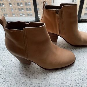 Cole Haan camel suede booties 2 1/2” heel